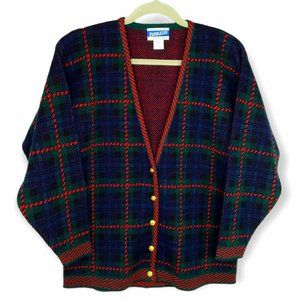 Vintage Pendleton 100% Wool Cardigan Sweater Size Small Petite Plaid USA